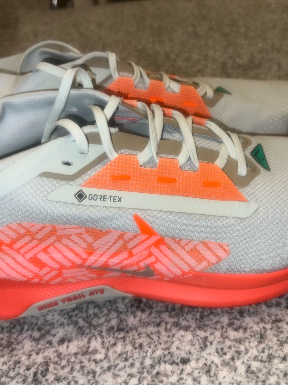 Nike Women's White and Neon Coral Gore-Tex Trail Shoes